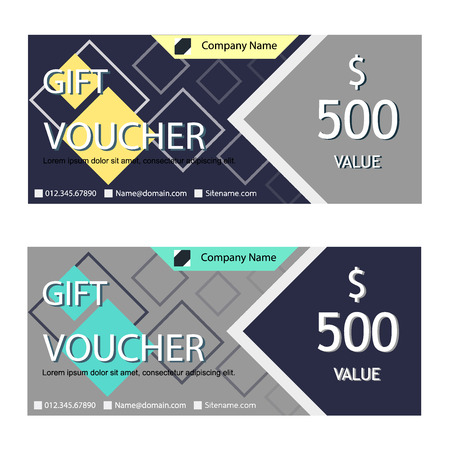 Gift voucher, Coupon template with flat design.のイラスト素材