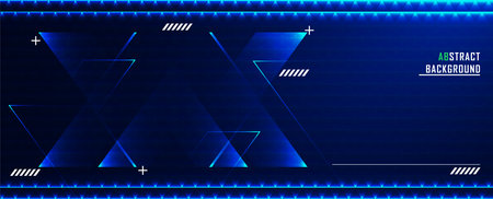 Abstract geometric background with blue neon triangles. Vector illustration for your designのイラスト素材
