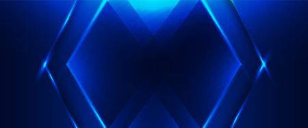 Abstract blue background with glowing triangles and light effects. Vector illustration.のイラスト素材