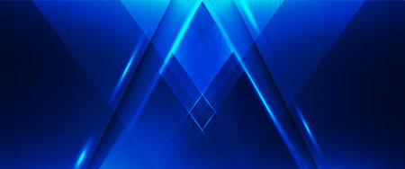 Abstract blue tech geometric background with glowing lines and light effects. Vector illustrationのイラスト素材