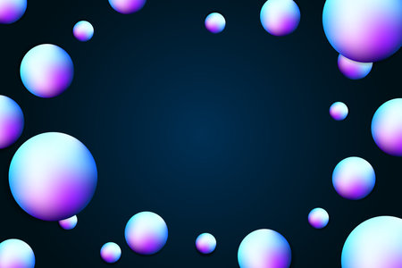 Glowing blue orbs float in a dark cosmic expanse, like stars in the night sky. Vectorのイラスト素材