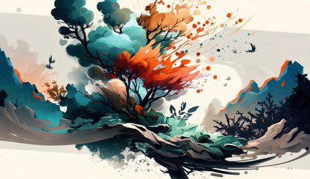 Abstract watercolor background with splashes and spots. Vector illustration.の素材