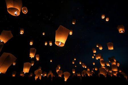 Floating lanterns in Chiangmai provinceの素材