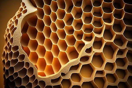 Abstract 3d rendering of honeycomb structure. Futuristic background.の素材