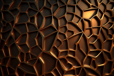 3d rendering of abstract metallic background with holes in the form of hexagonsの素材