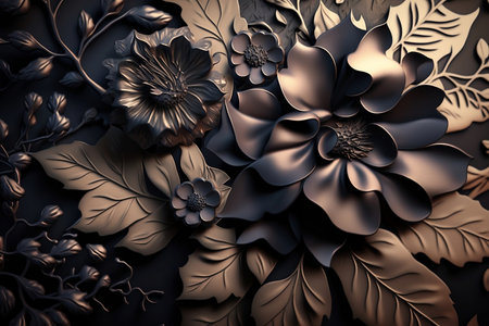 3d illustration of abstract geometric composition,floral background,digital art works.の素材