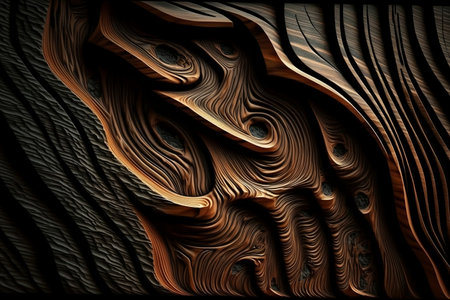 3D illustration of abstract fractal for creative design looks like woodの素材