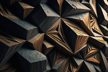 Abstract 3d rendering of chaotic polygonal structure. Futuristic background design.の素材