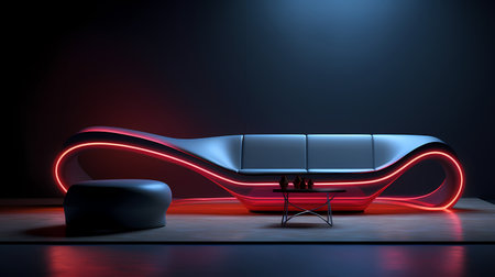 3d render of modern interior with sofa and armchair. Futuristic background.の素材
