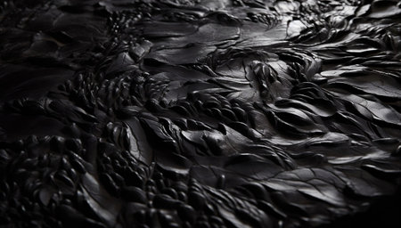 Black and white abstract background. Close-up of black fabric texture.の素材