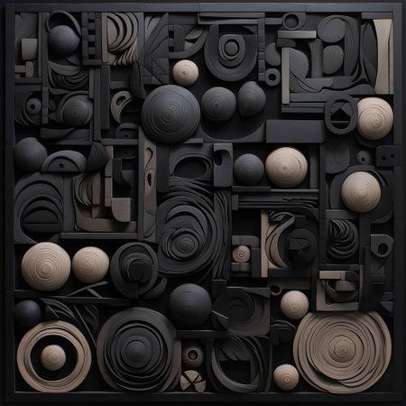 3d render of abstract geometric shapes in black and white colors.の素材