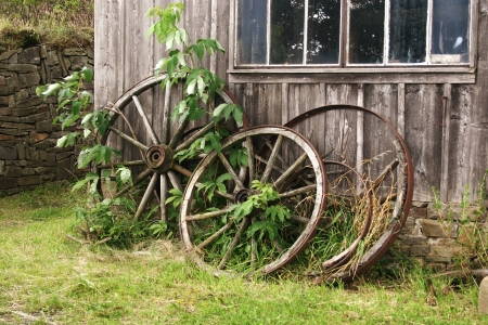 old carriage wheelsの写真素材