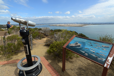Overlooking the US base at the Cabrillo National Monumentのeditorial素材