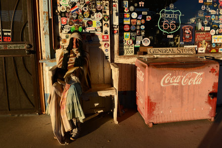 An abandoned gas station near Route 66のeditorial素材