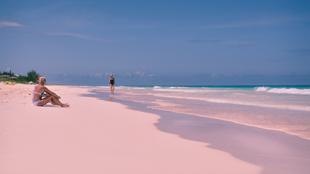 The Pink Beach of the Bahamasの写真素材