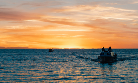 Lake Titicaca sunsetの写真素材