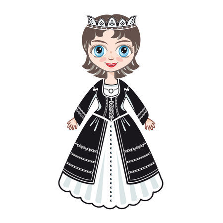 The little Princess in a black ball dressのイラスト素材