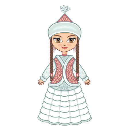 The girl in Kazakh dress. Historical clothes.のイラスト素材