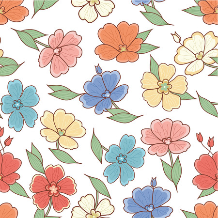 Floral pattern. Flower. Seamless pattern. Line drawing festive. Vector drawing.のイラスト素材