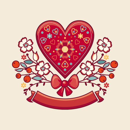 Valentines Day background with hearts and flower. Wedding cardのイラスト素材