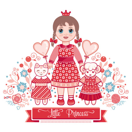 Greeting card of the little girl.のイラスト素材