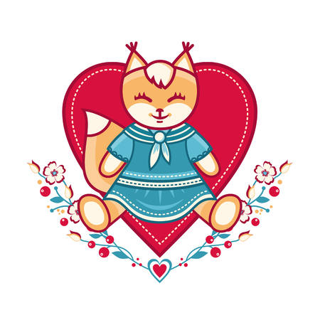 Cute squirrel. Best for creating greeting cards, invitation. Vector illustrationのイラスト素材