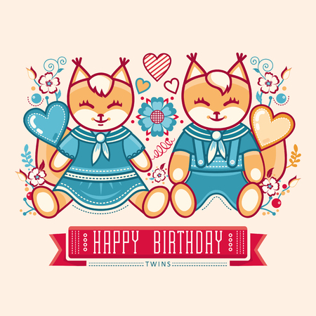 Cute squirrel. Best for creating greeting cards, invitation. Vector illustrationのイラスト素材