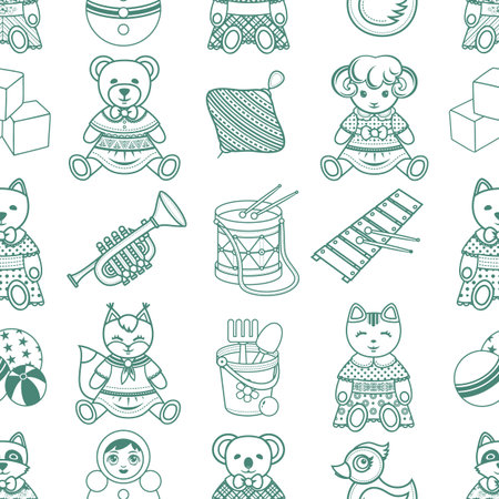 Seamless pattern. Children's toys. Vector illustration.のイラスト素材