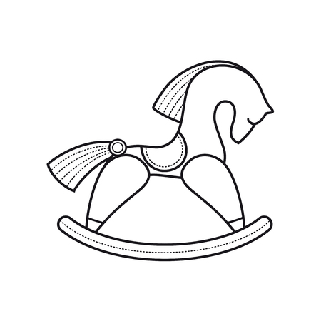 The little wooden horse. Children's vintage toy. Christmas decorations.のイラスト素材