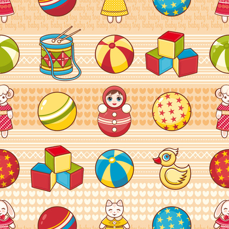 Toy kid's. Seamless pattern. Baby background. Toddler toys.のイラスト素材