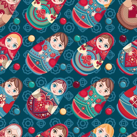 Matryoshka. Babushka doll. Seamless pattern. Colorful imageのイラスト素材
