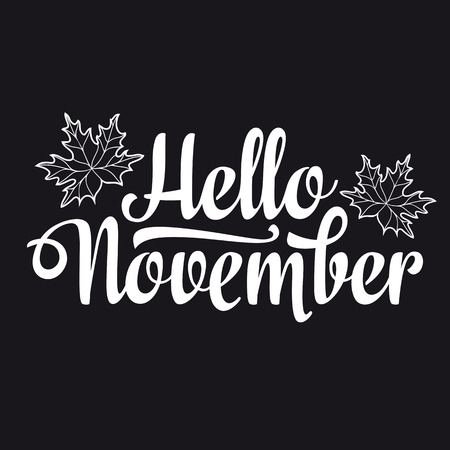 Hello November. lettering composition flyer or banner template. Selling welcome text. Vectorのイラスト素材