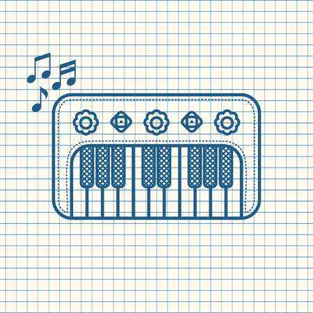 Piano. Musical instrument for kid. Baby toy. Cartoon style.のイラスト素材