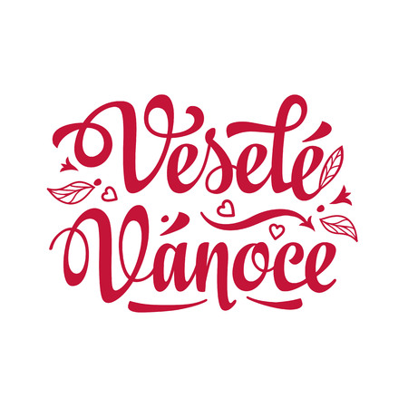 Vesele vanoce. Lettering text for greeting cards. Christmas in the Czech Republic. Translation from Czech - merry Christmas!のイラスト素材