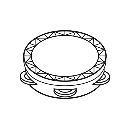 Tambourine. Musical instrument for kid. Baby toy. Cartoon style.のイラスト素材