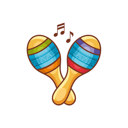 Maracas. Children's toys. Cartoon style. Monochrome. Template for coloring book.のイラスト素材