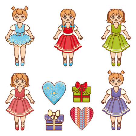 Little Ballerina. Cartoon style. Baby Doll. Setのイラスト素材