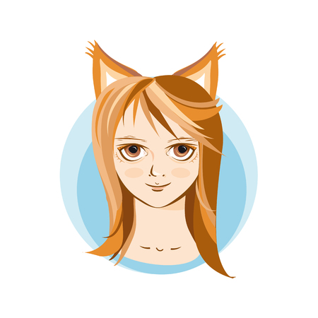 Girl in Fox costume. Portrait of Avatar Cute iconのイラスト素材