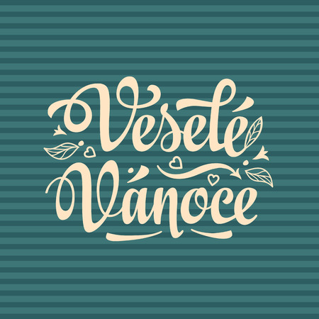 Vesele vanoce. Lettering text for greeting cards. Christmas in the Czech Republic. Translation from Czech - merry Christmas!のイラスト素材