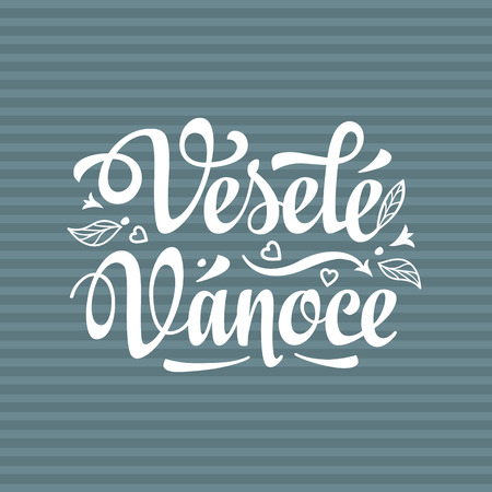 Vesele vanoce. Lettering text for greeting cards. Christmas in the Czech Republic. Translation from Czech - merry Christmas!のイラスト素材