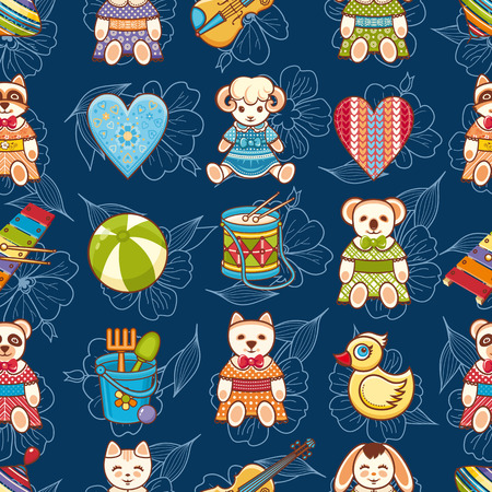 Kid toy seamless pattern. Design element for postcard, banner, flyer, poster or print.のイラスト素材