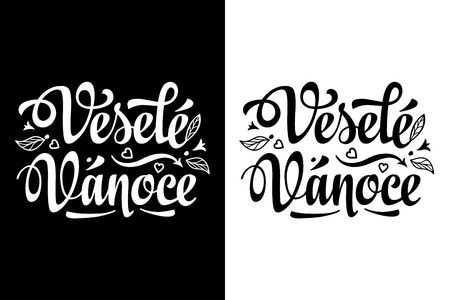 Vesele Vanoce. Xmas card on Czech language. Warm wishes for happy holidays in Czech Republic.のイラスト素材