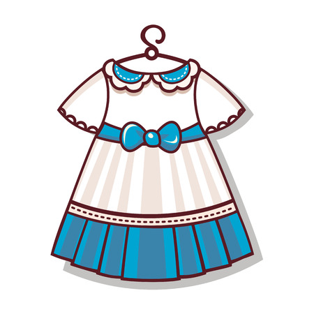 blue and white dress cartoon style Vector illustration isolated on white background.のイラスト素材