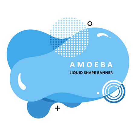 Mosaic amoeba design. Trendy fractal design. Abstract colorful waves. Circle Bubble Wavy banner. Modern vector template. Memphis Liquid shape. Template for the design of a logo, flyer or presentation.のイラスト素材
