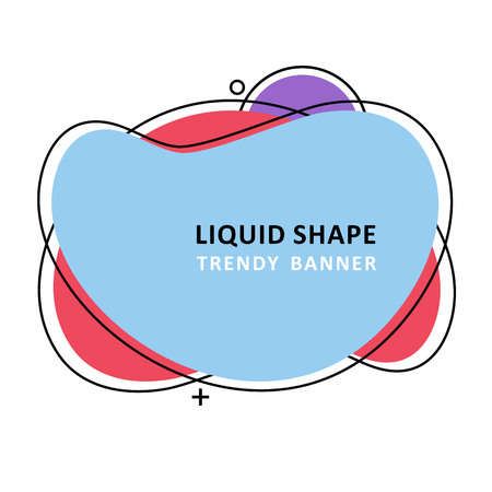 Trendy fractal design. Abstract colorful waves. Circle Bubble Wavy banner. Modern vector template. Memphis Liquid shape. Mosaic amoeba design. Template for the design of a logo, flyer or presentation.のイラスト素材