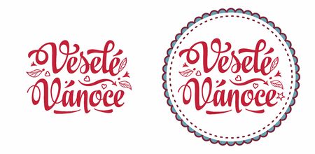 Vesele Vanoce. Czech text Happy Christmas. Template for greeting card. English translation - Happy Christmas and Happy New Yearのイラスト素材