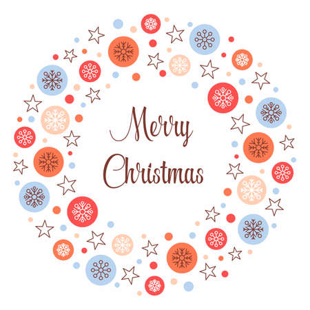 Christmas wreath sketched vector. Seasons Greetings wreath vector pattern on a white background. Round Christmas wreath vectorのイラスト素材