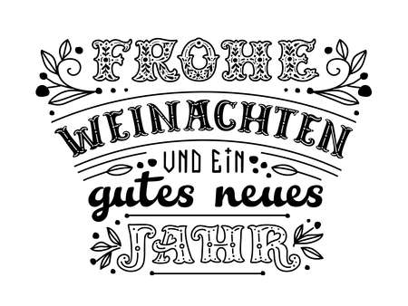 Frohe Weihnachten neue Jahr Christmas in Belgium Austria Liechtenstein Switzerland Xmas Deutschland Happy New Year Merry Christmas Xmas Congratulations in German language Jahreswende Neujahrn Deutschのイラスト素材