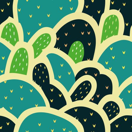 Mexican cactus seamless patternのイラスト素材