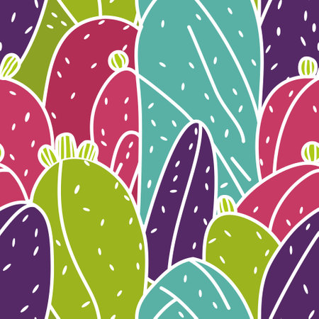 Mexican cactus seamless patternのイラスト素材